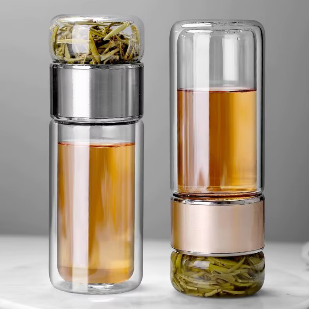 Portable 420ML Double Layer Glass Tea Infuser