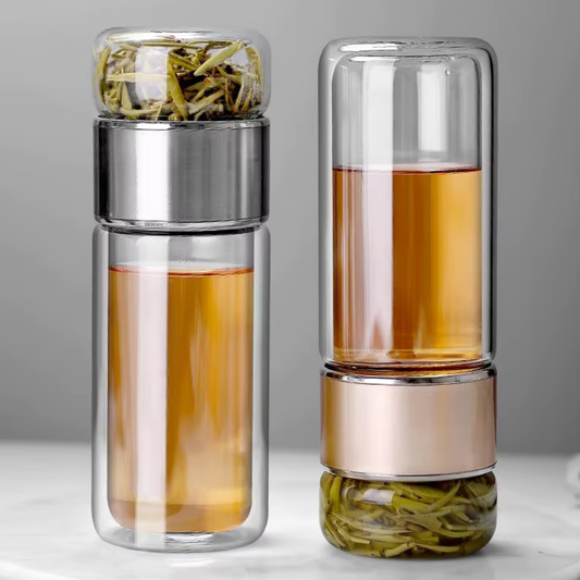 Portable 420ML Double Layer Glass Tea Infuser