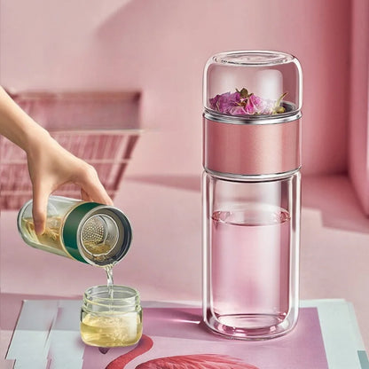 Portable 420ML Double Layer Glass Tea Infuser