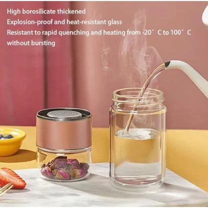 Portable 420ML Double Layer Glass Tea Infuser