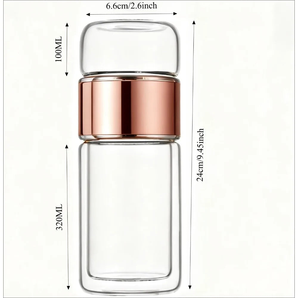 Portable 420ML Double Layer Glass Tea Infuser