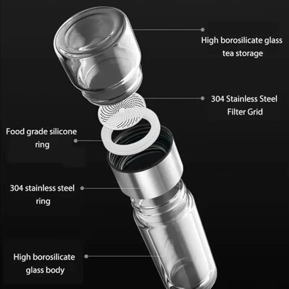 Portable 420ML Double Layer Glass Tea Infuser