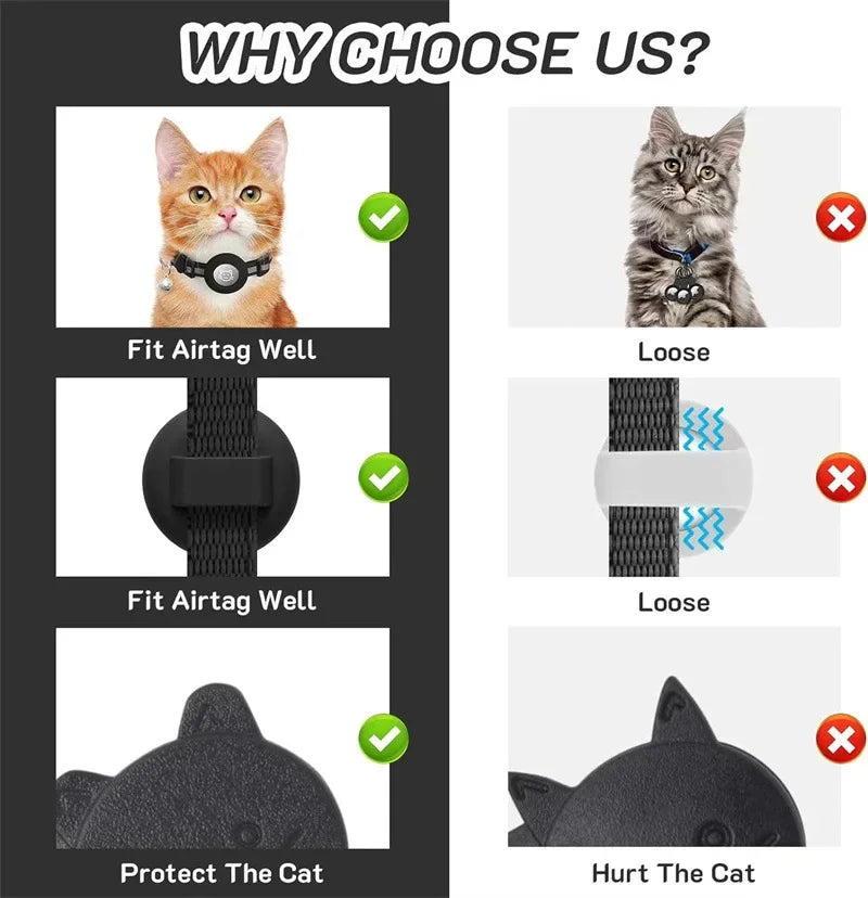 Adjustable Cat Collar Compatible with Apple Airtag