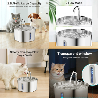Fresh Flowing Automatic Stainless Steel Pet Water Fountain